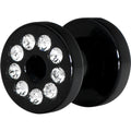 4G Black Acrylic with Clear Jeweled Flesh Tunnel