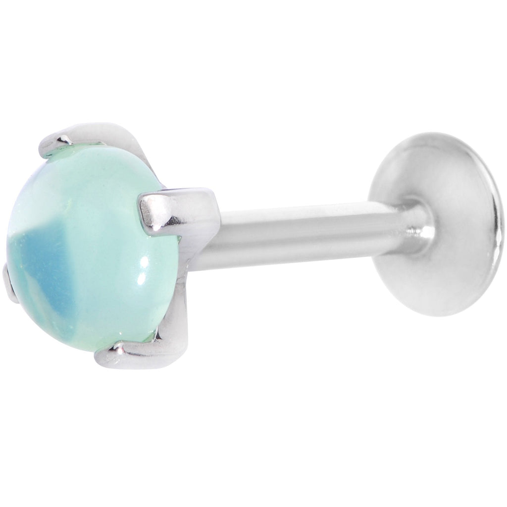 16G 5/16 Green Jade Internally Threaded Labret Monroe Tragus