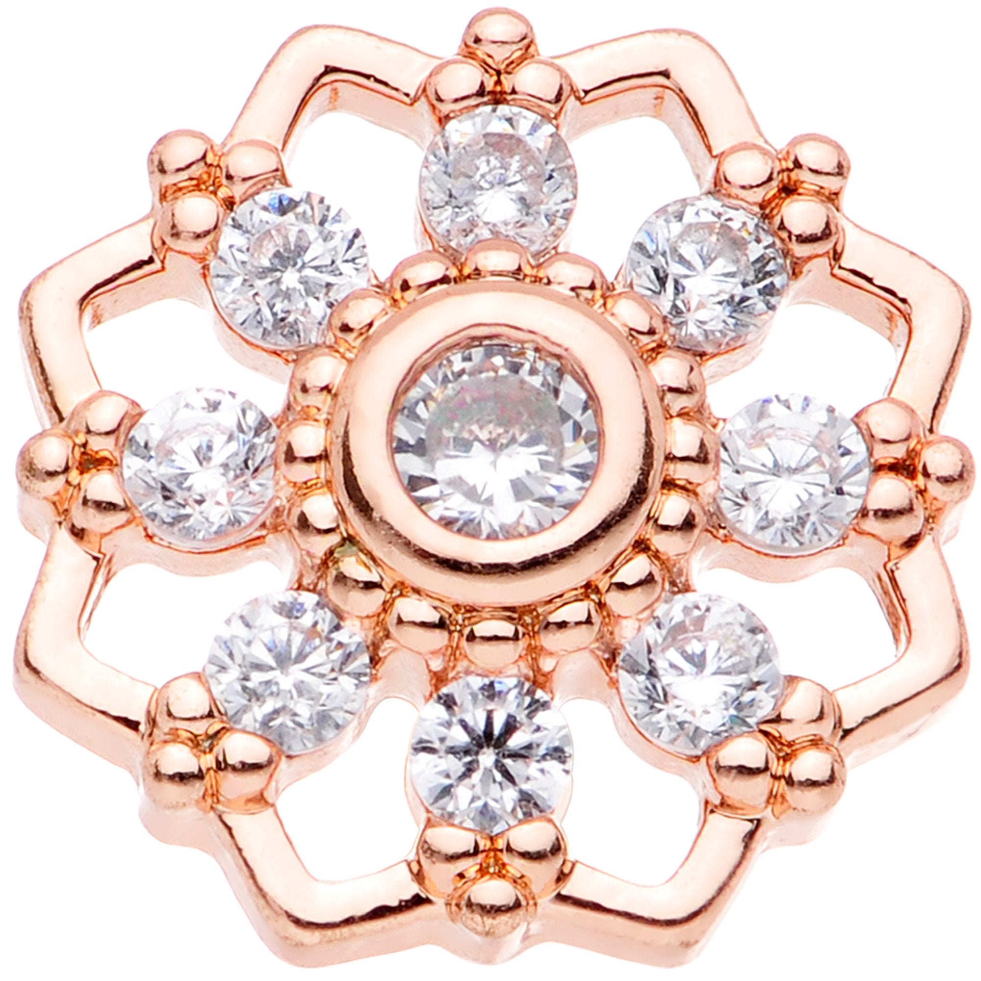 18G 5/16 Clear Gem Rose Gold Tone Snowflake Cartilage Tragus