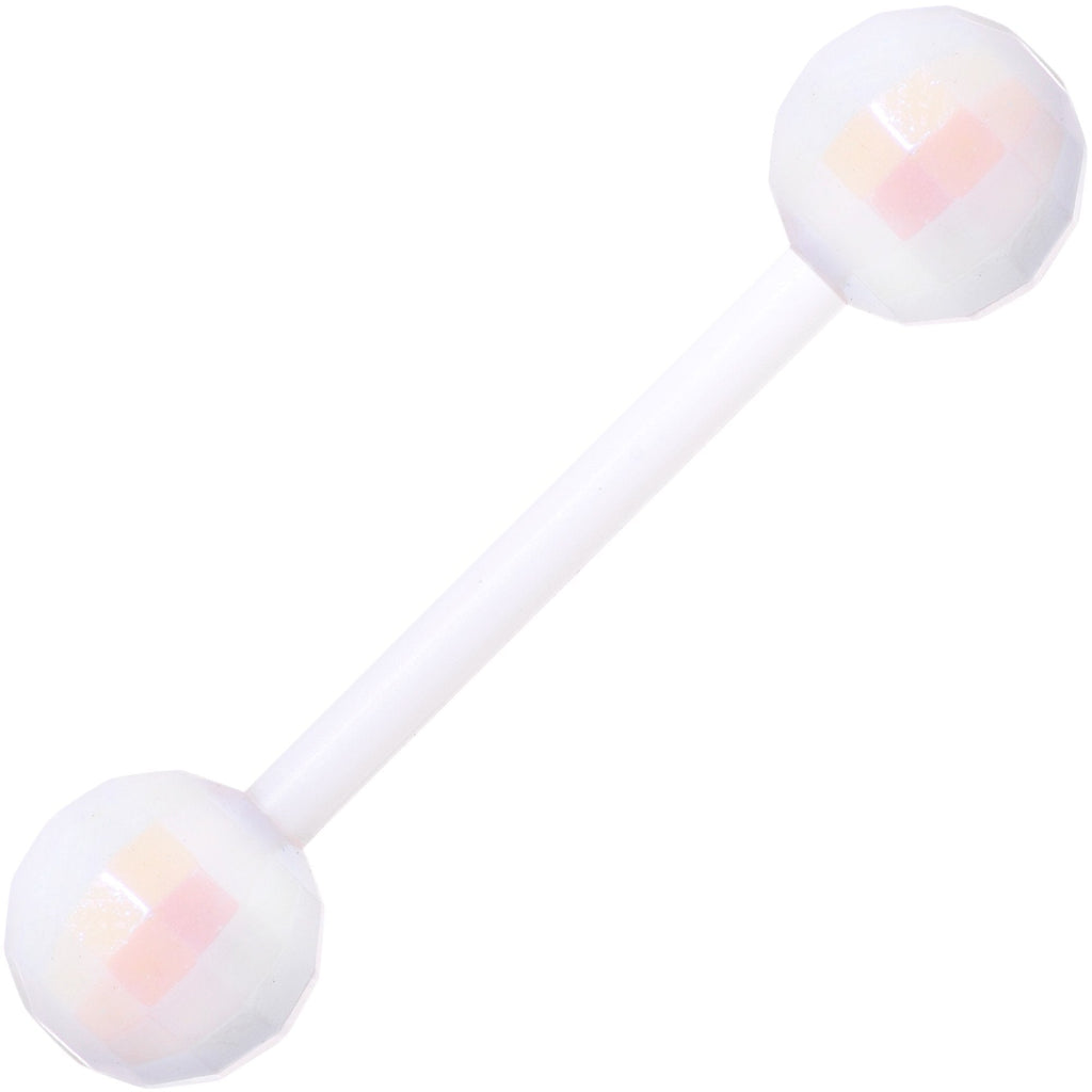Flexible Acrylic New Years Disco Ball Barbell Tongue Ring Set
