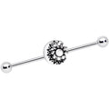 14G Crescent Moon with Star Dangle Industrial Barbell 38mm