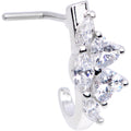 20G Clear Gem Hearts Faux Hoop L Shaped Nose Ring
