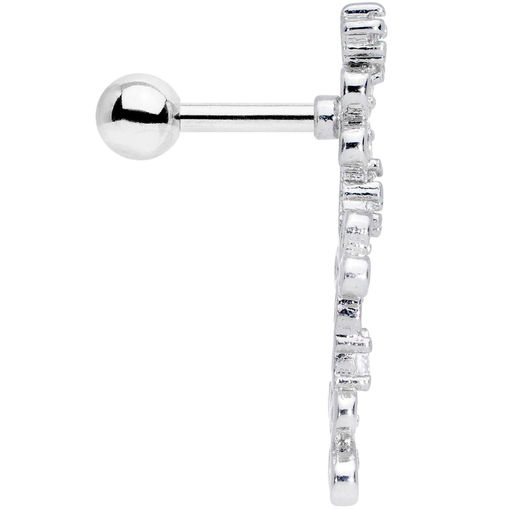 16G 1/4 Clear CZ Gem Loopy Garland Flower Cartilage Tragus