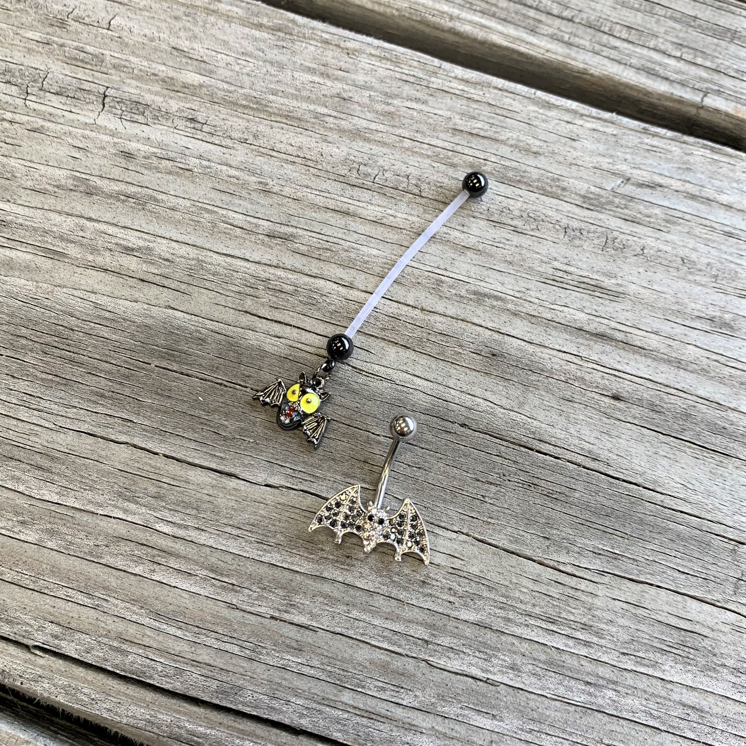 Gone Batty Scary Bat Halloween Dangle Pregnancy Belly Ring