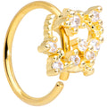 20G 5/16 Clear CZ Gem Gold Tone Circle Star Nose Hoop
