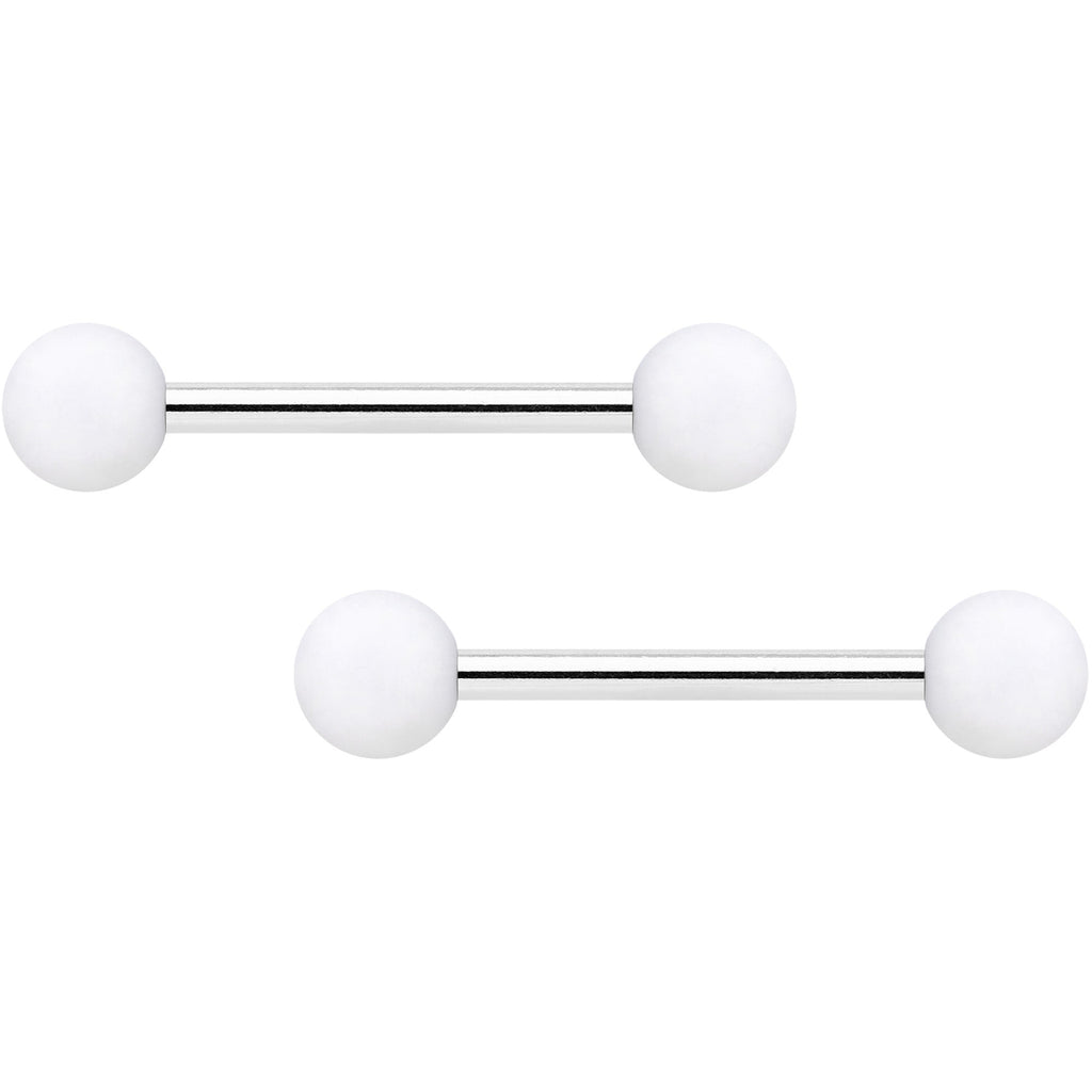 14G 9/16 Tan White Matte Barbell Nipple Ring Set of 4