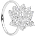 18G 3/8 Clear CZ Gem Lotus Flower Nose Hoop