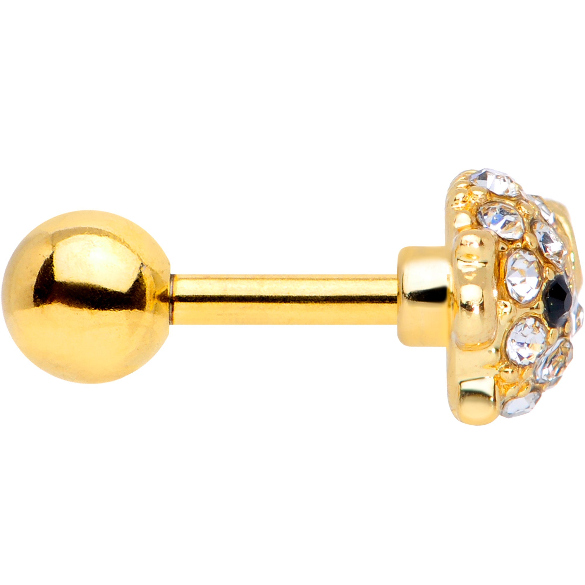 16G 1/4 Clear Gem Gold Tone Fish Cartilage Tragus Earring