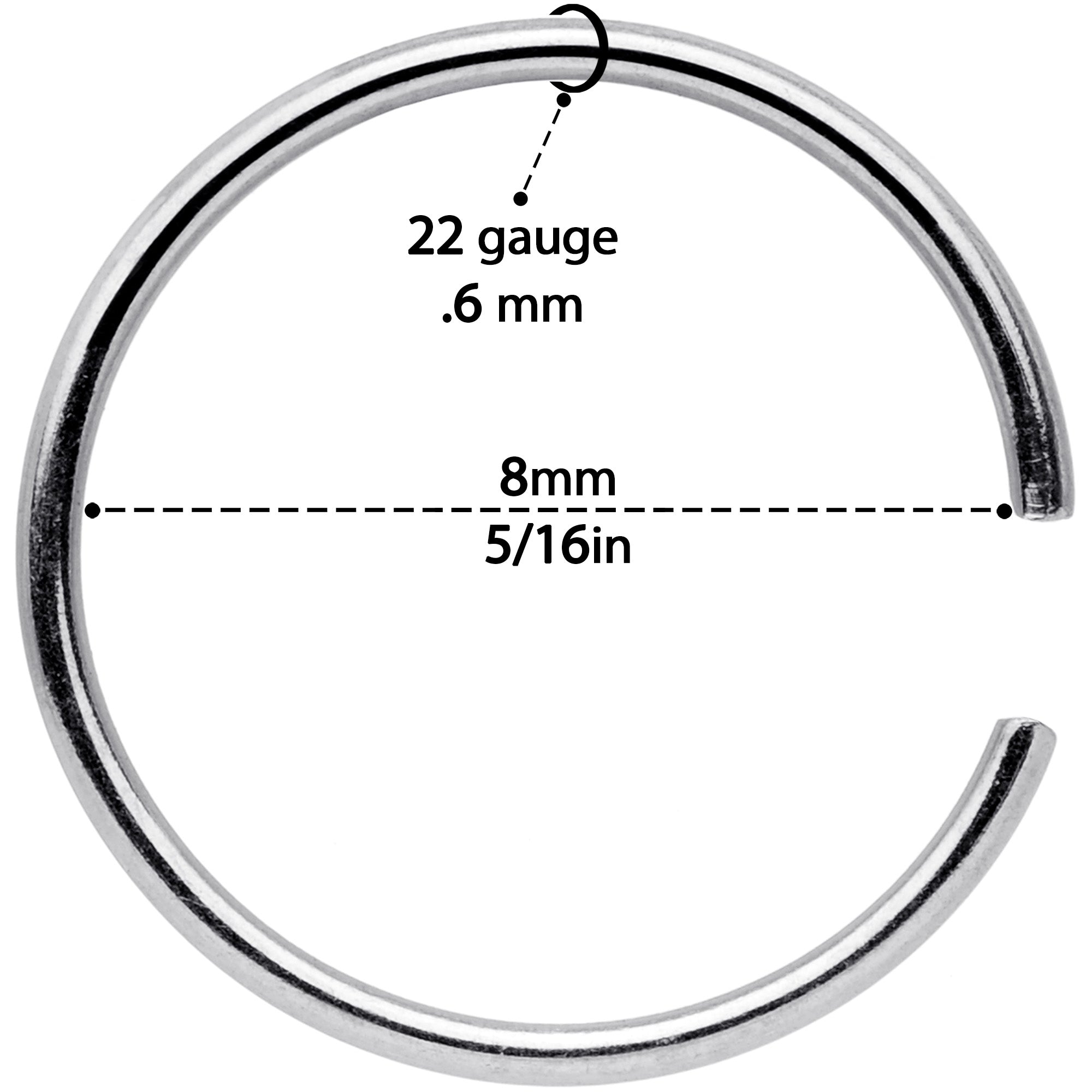 22G 5/16 Steel Gold Tone Anodized Seamless Circular Ring Set of 12