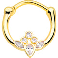 16G 3/8 Clear Gem Gold Tone Anodized Classic Cluster Septum Clicker