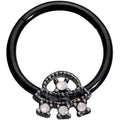 16G 3/8 White Faux Opal Black UFO Hinged Segment Ring