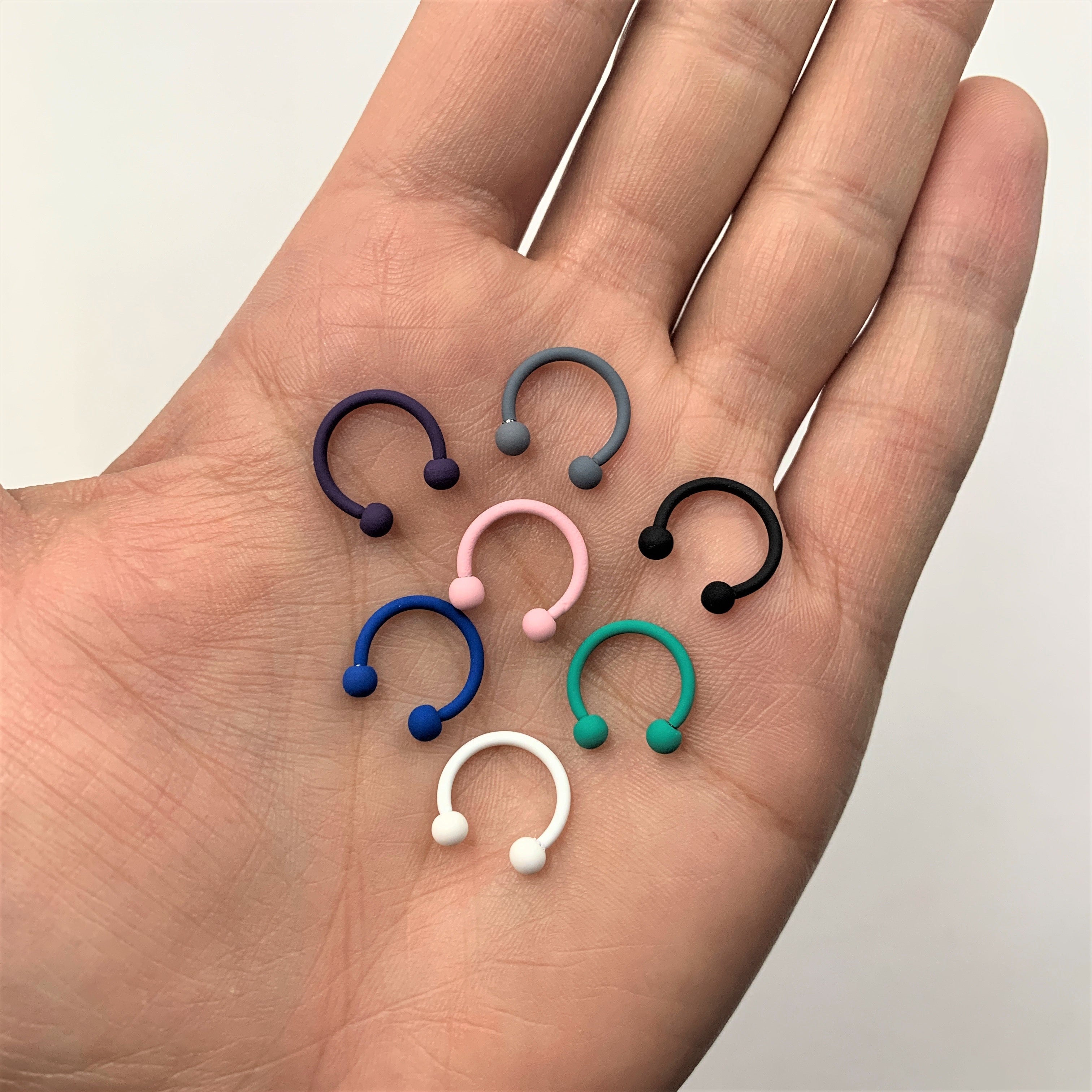 16G 3/8 White Matte Horseshoe Circular Barbell