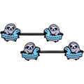 14G 9/16 Black Swimming Sloth Barbell Nipple Ring Set