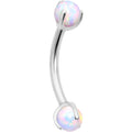 16G 5/16 White Synthetic Opal Internally Threaded Eyebrow Ring