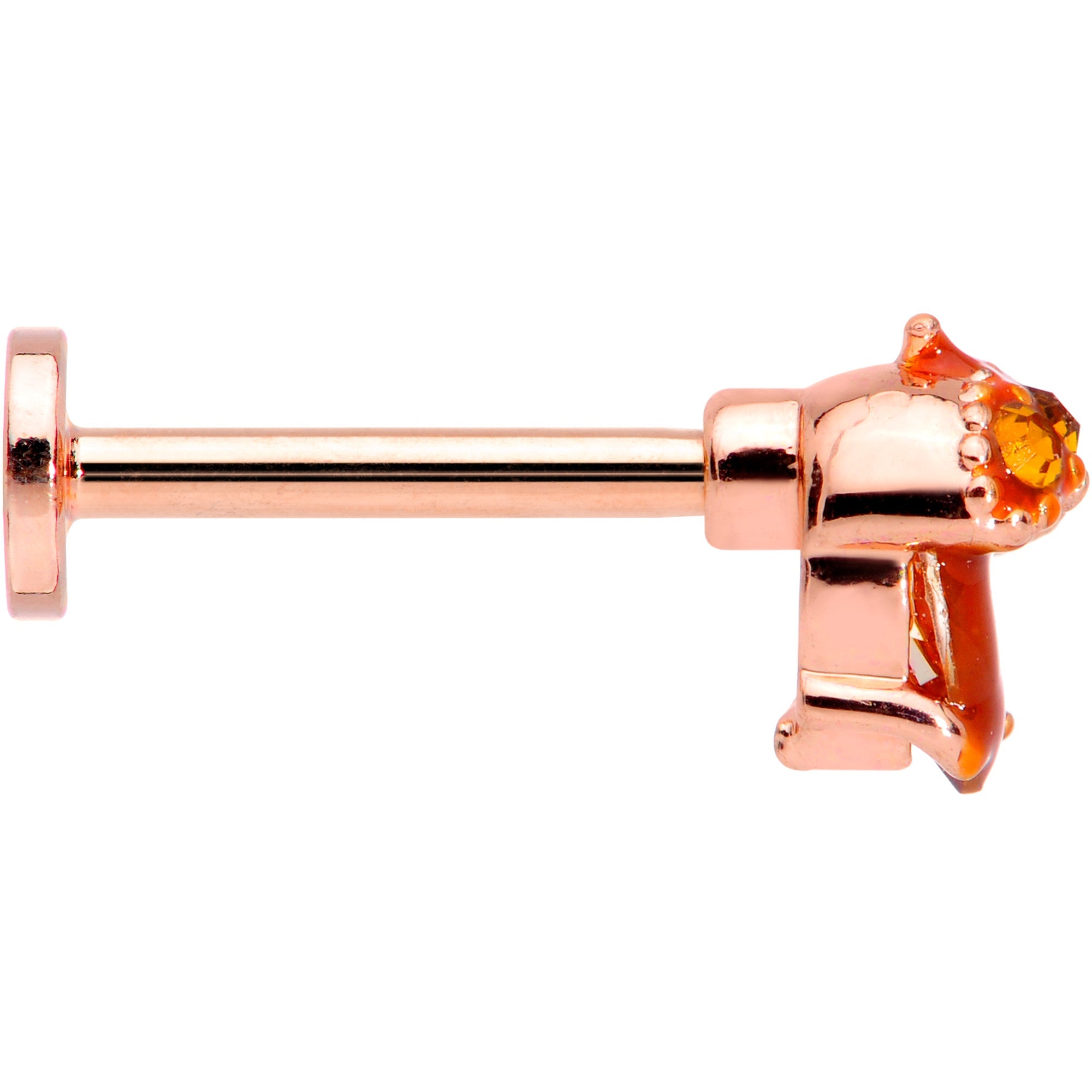 16G 5/16 Rose Gold Hue Brown Gem Fall Acorn Labret Monroe Tragus