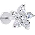 16G 5/16 Clear Gem Pretty Petals Flower Labret Monroe Tragus