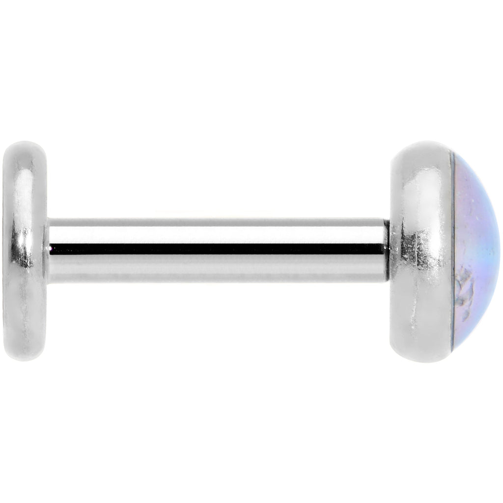 16G 1/4 Blue Faux Opal Internally Threaded Labret Monroe Tragus
