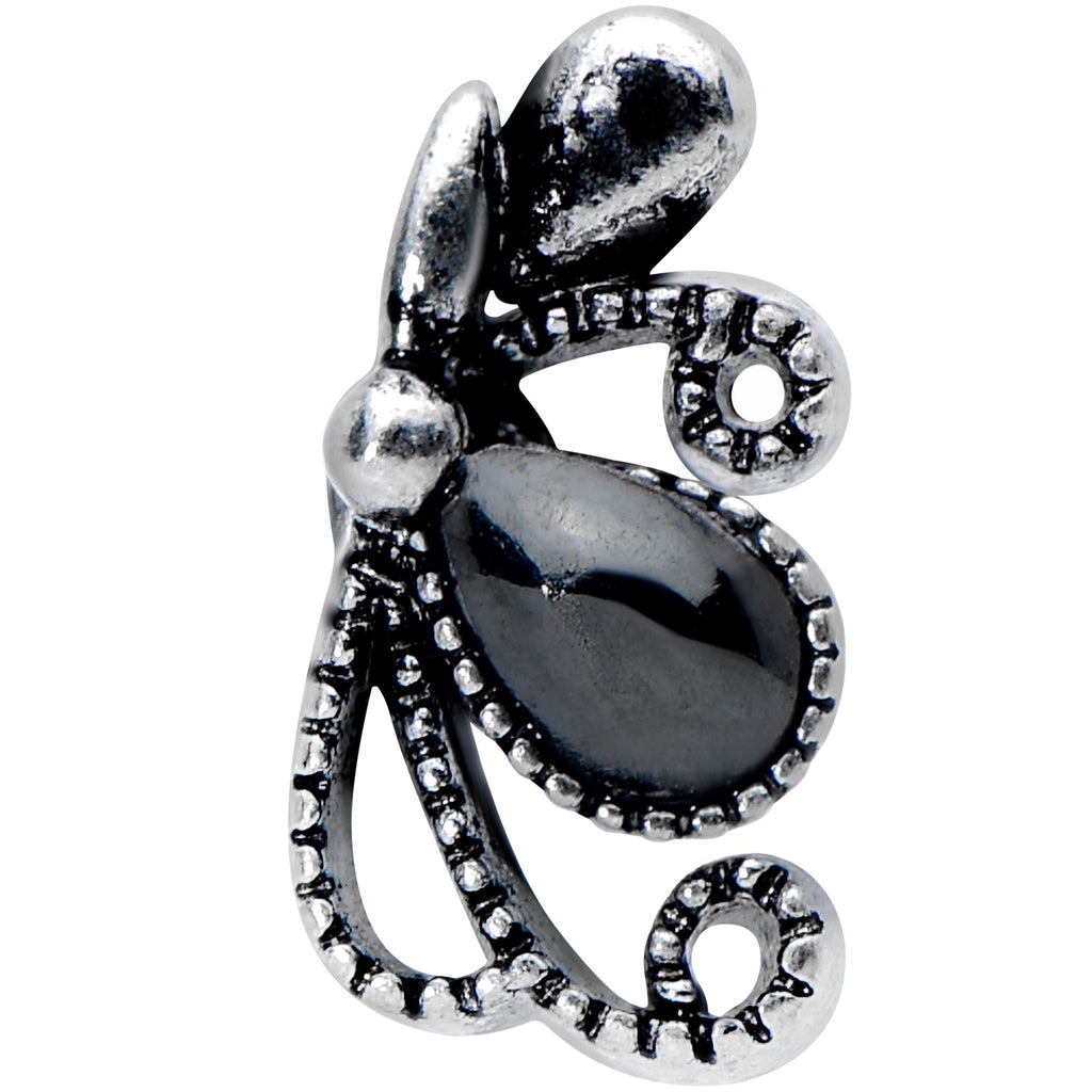 20G 1/4 Black Gem Abstract Bow Nose Bone