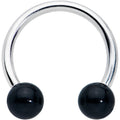 16G 3/8 Black Stone Ball End Internally Threaded Horseshoe