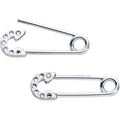 14G 3/4 Clear Gem Punk Rock Safety Pin Barbell Nipple Ring Set