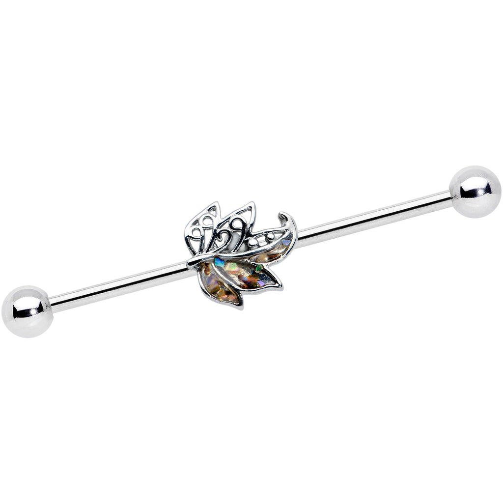 14G Multicolor Openwork Autumn Leaf Industrial Barbell 38mm