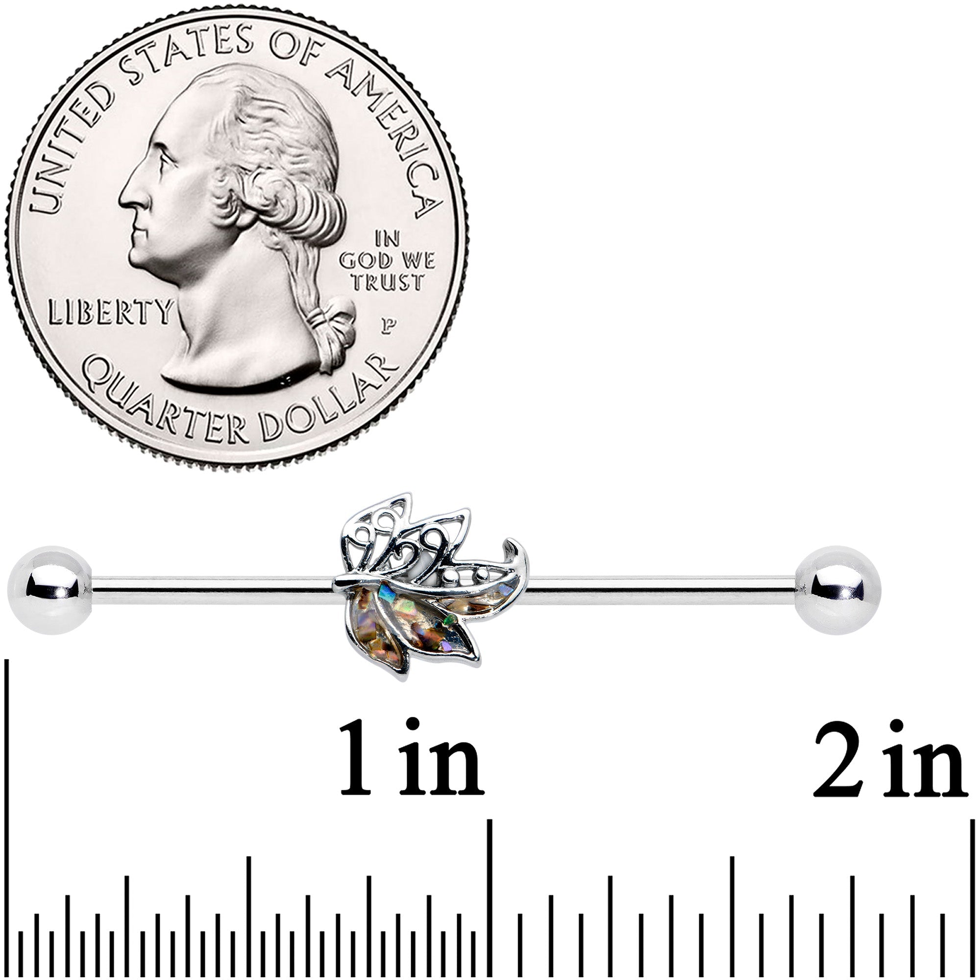 14G Multicolor Openwork Autumn Leaf Industrial Barbell 38mm