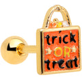 16G 1/4 Gold Tone Trick or Treat Halloween Cartilage Tragus