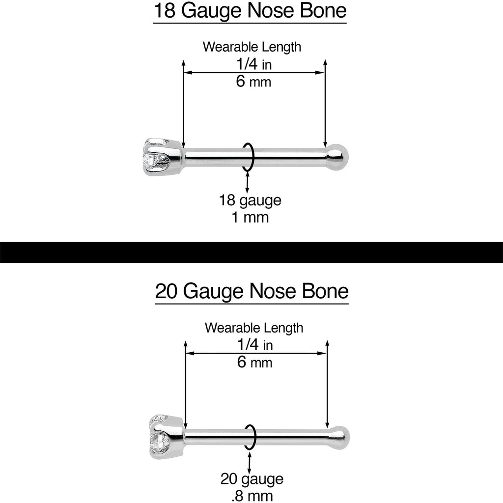 20G 1/4 Black Purple Skull Bow Heart Nose Bone