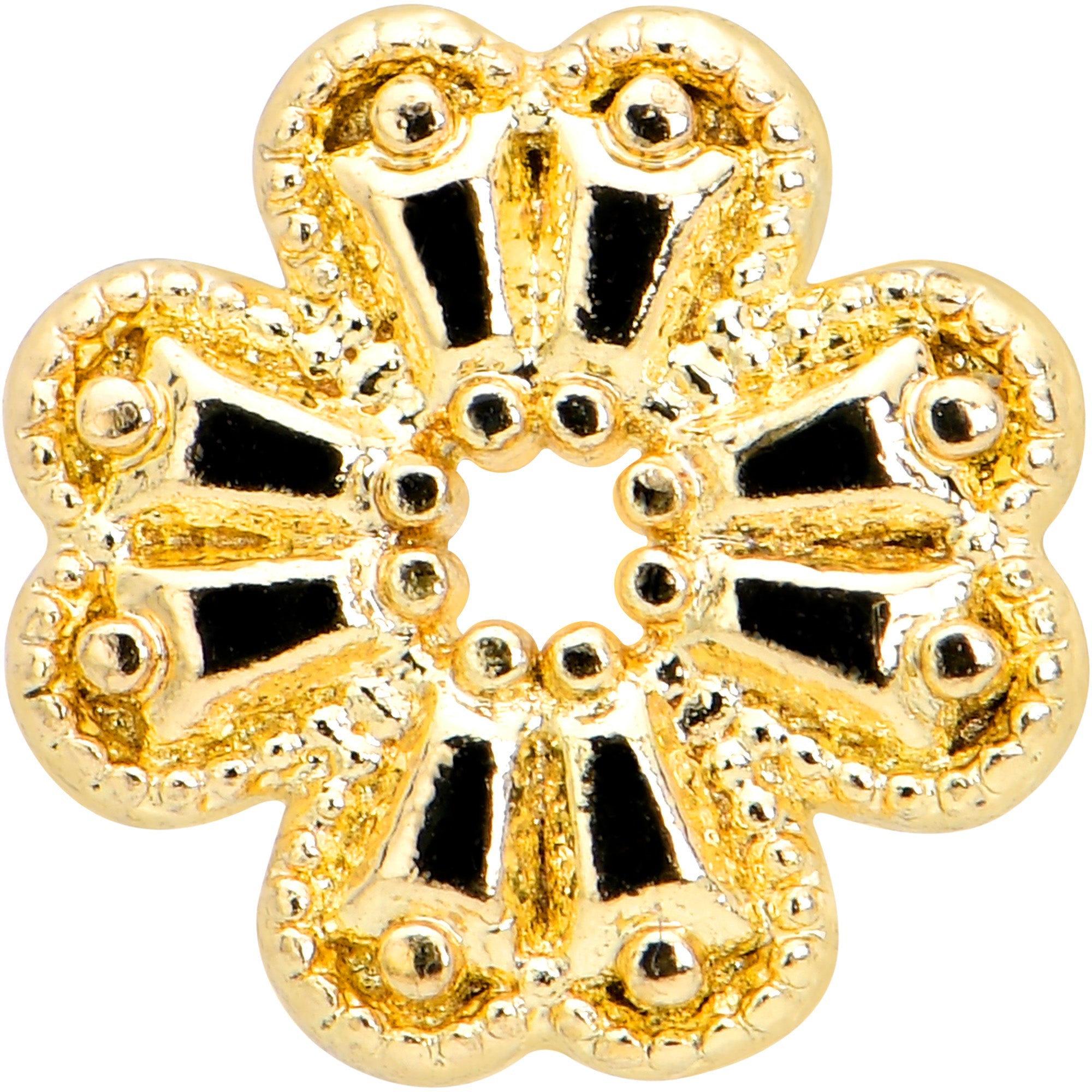 20G 1/4 Yellow Gem Gold Tone Textured Cross Nose Bone