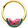 16G 3/8 Gold Tone Watermelon Bite Hinged Segment Ring
