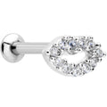 16G 5/16 Clear CZ Gem Kissy Lips Threadless Labret Monroe Tragus