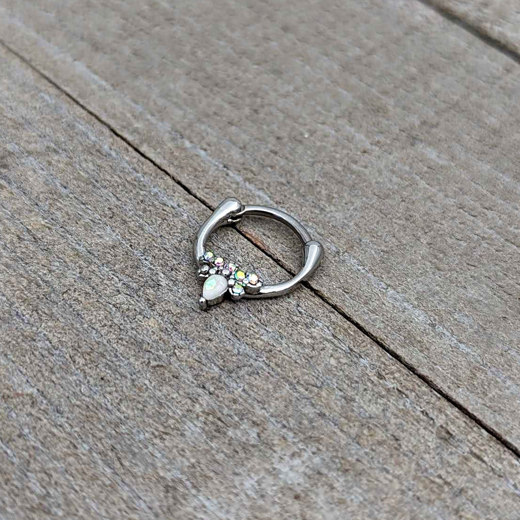 16G 5/16 White Faux Opal Bee Glamour Cartilage Clicker