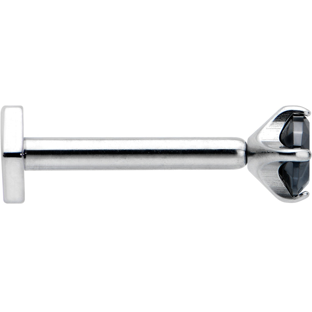 16G 5/16 Black CZ Gem ASTM F-136 Implant Grade Titanium Hex End Labret Tragus