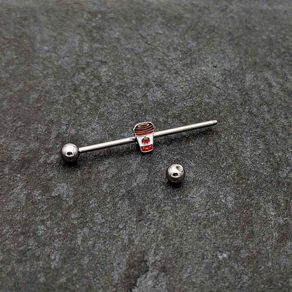 14G Sweet Pumpkin Latte Thanksgiving Industrial Barbell 38mm