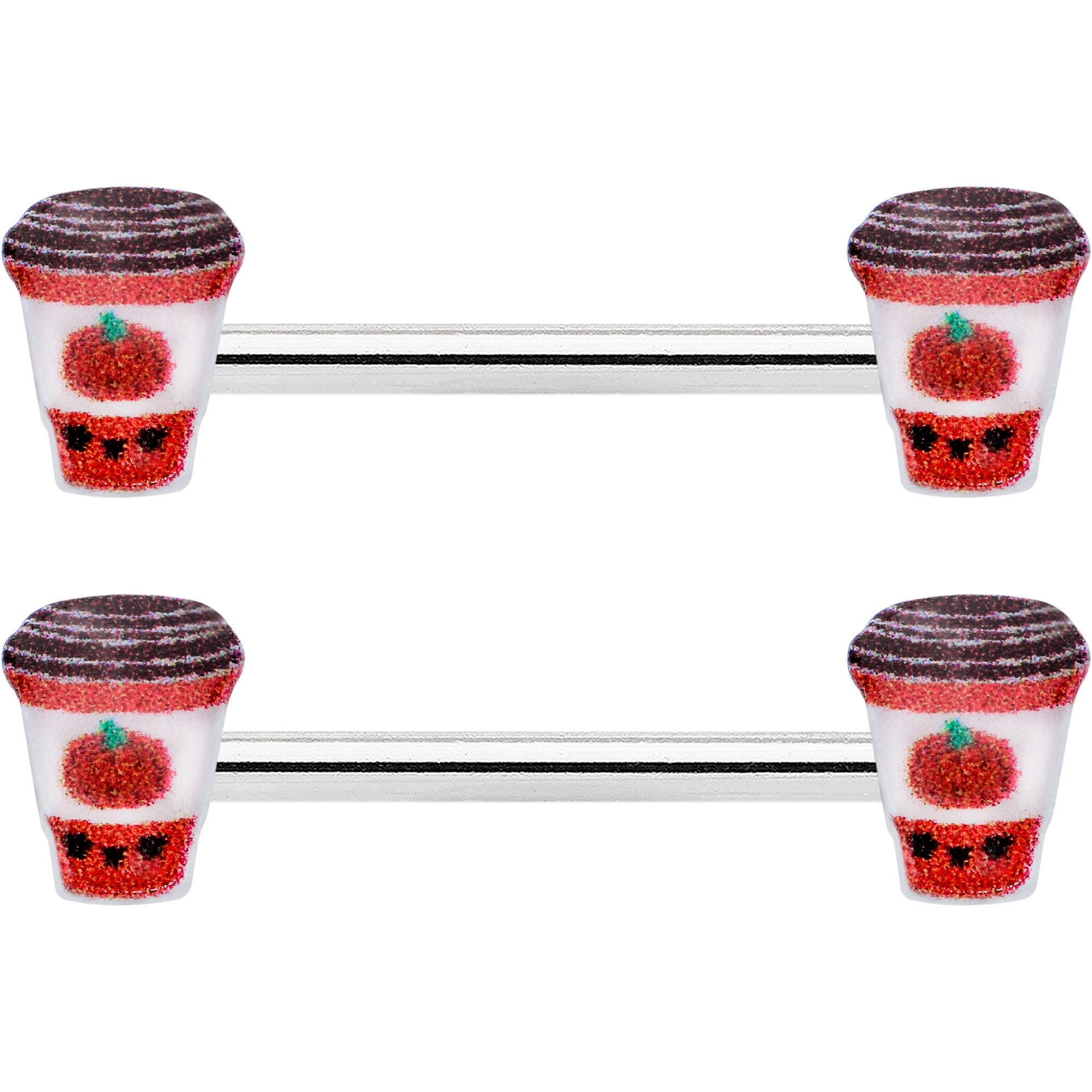 14G 9/16 Sweet Pumpkin Latte Autumn Barbell Nipple Ring Set