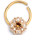 16G 3/8 Yellow Gem Gold Tone Luxe Heart Hinged Segment Ring