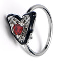 20G 5/16 Red Gem Captured Heart Nose Hoop