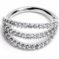 16G 3/8 Clear CZ Gem Faux Triple Hoop Closure Ring