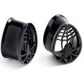 Black Spider Web Double Flare Teardrop Tunnel Plug Set Sizes 8mm to 16mm