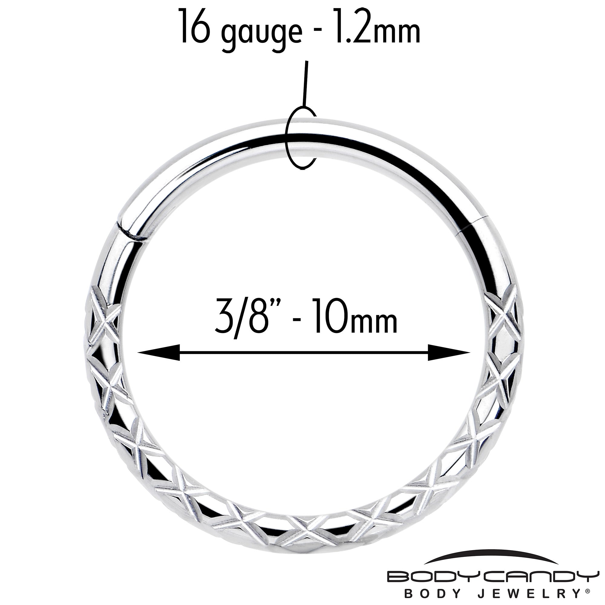 16G 3/8 Implant Grade Titanium Snakeskin Style Hinged Segment Ring