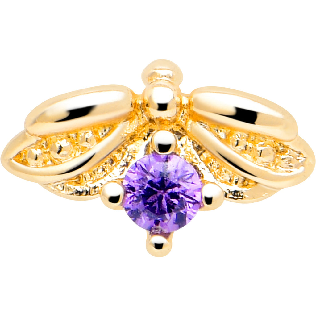16G 1/4 Purple Gem Gold Tone Beauty Bug Cartilage Tragus Earring