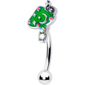 16G 5/16 Aurora Gem Fanciful Green Mushroom Curved Eyebrow Ring