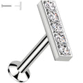 CZ Mirco Gem Bar Flat Back Earring - 18G Threadless Push In