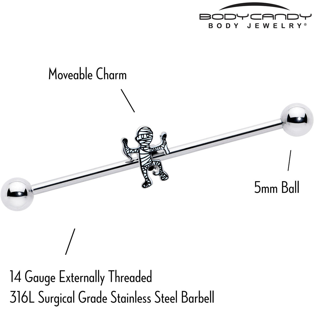 14G Two Tone Halloween Mummy Industrial Barbell 38mm