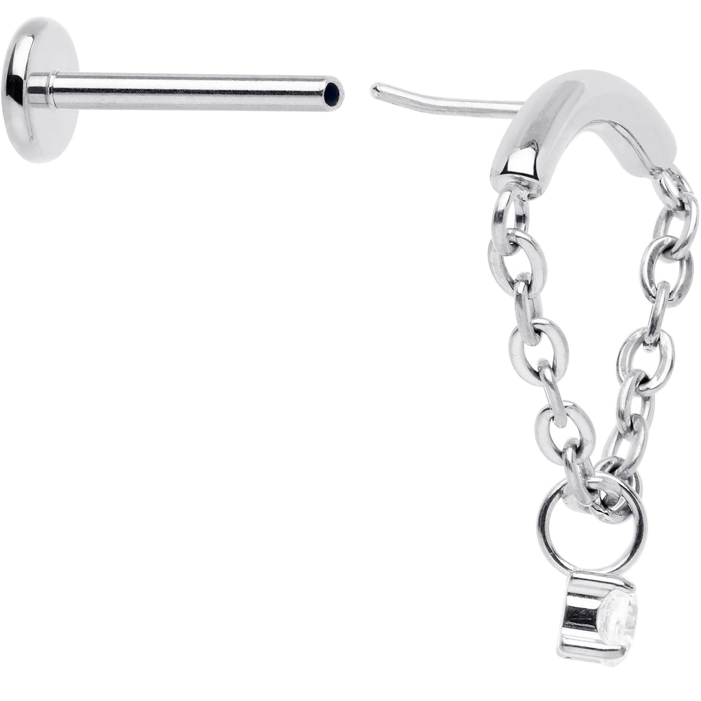 18G 5/16 CZ Gem Titanium Threadless Dangle Hidden Helix Earring