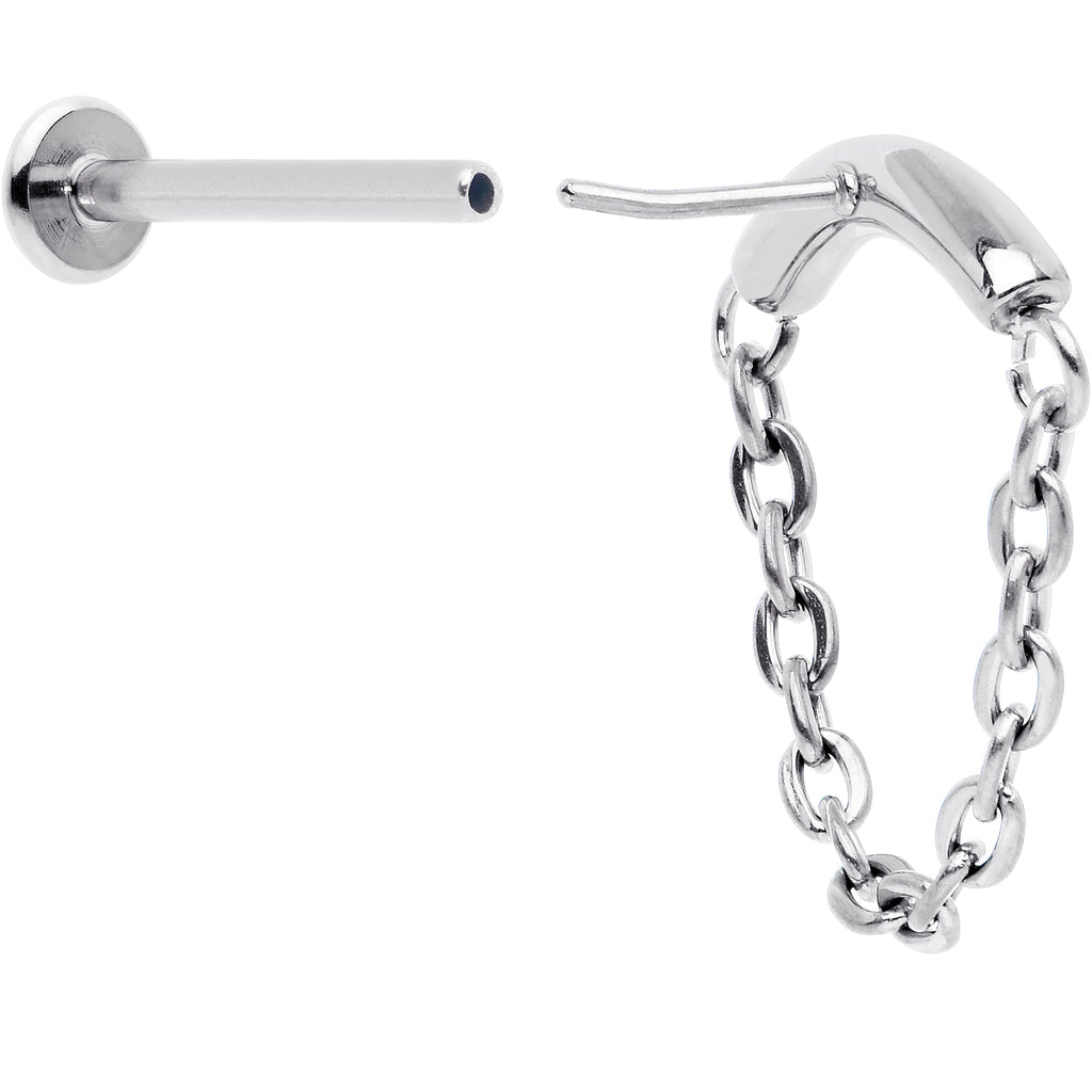 18G 5/16 Titanium Threadless Chain Dangle Hidden Helix Earring