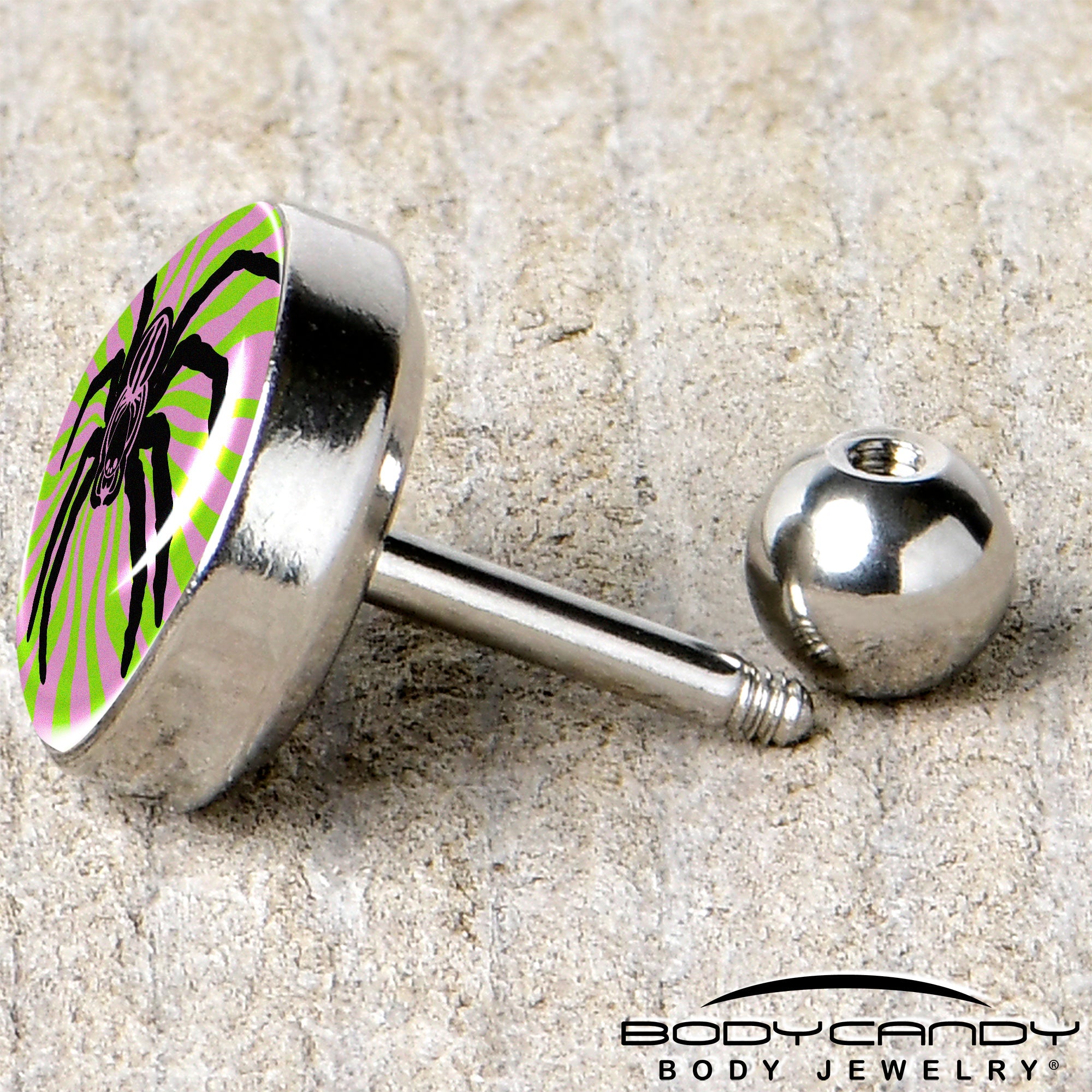16G 1/4 Psychedelic Spider Tragus Cartilage Earring by Onyx O