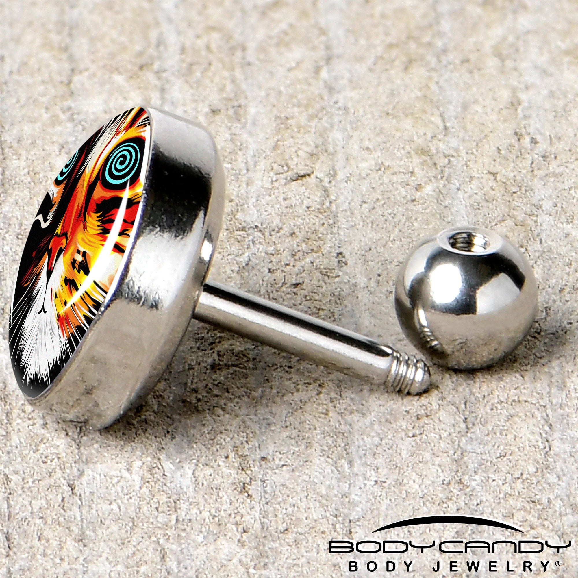 16G 1/4 Colorful Trippy Cat Cartilage Tragus Earring by Onyx O