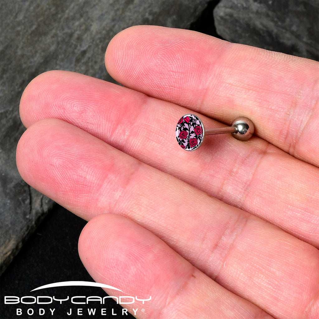 Blossom Creation Floral Love of Roses Barbell Tongue Ring by Onyx O