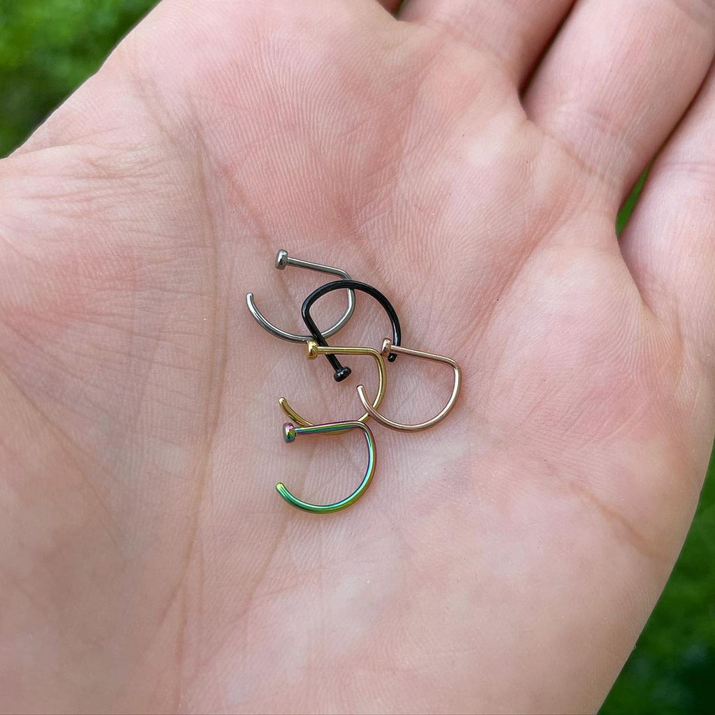 18G 5/16 Gold Tone Grade 23 Titanium D Shape Nose Hoop